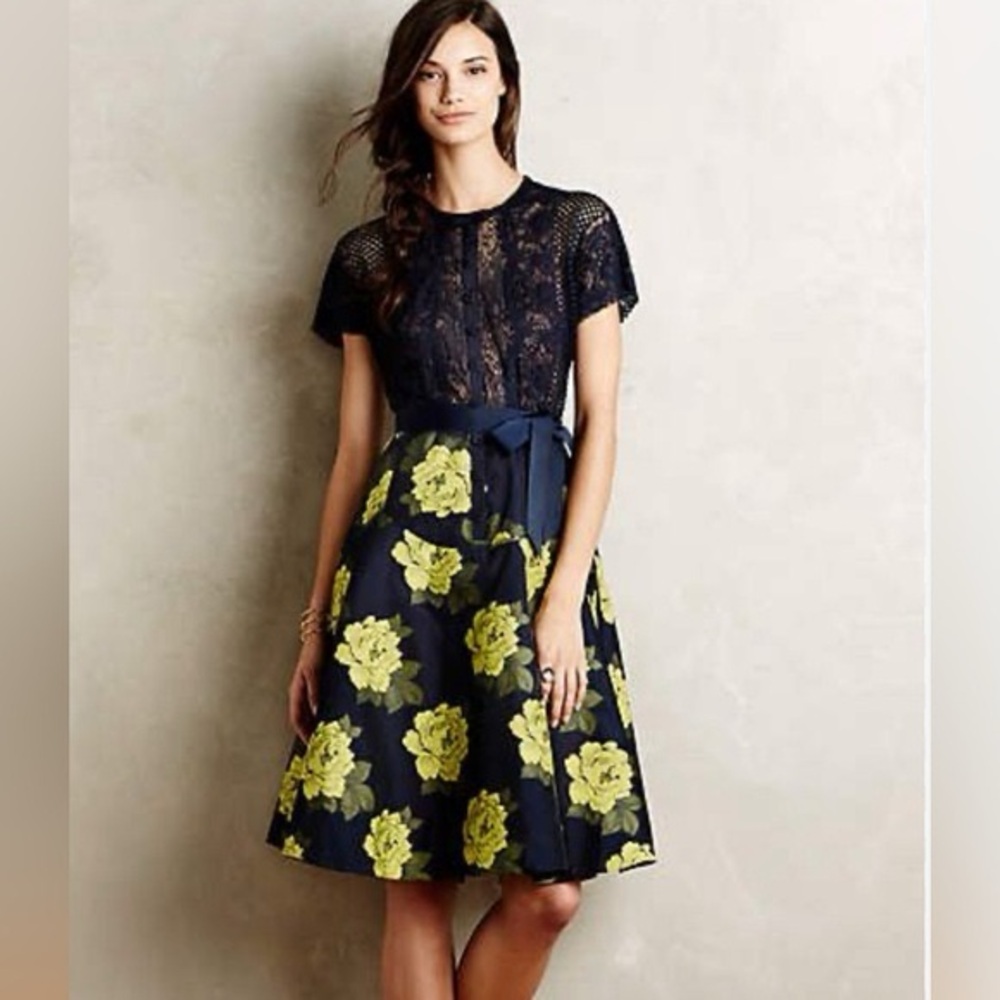 Anthro/Beguile by Byron Lars Lace Sunlit Rose Dress